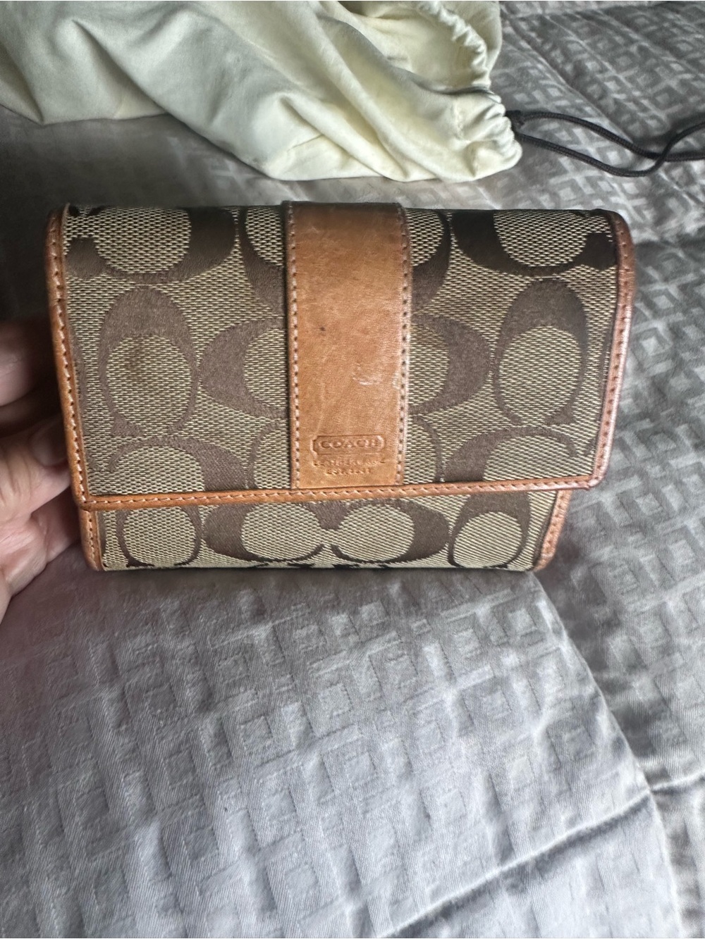 Coach Signature Canvas Wallet in Brown and Tan